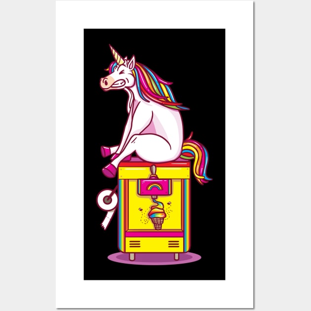 Unicorn pooping ice cream Wall Art by GVTShirt